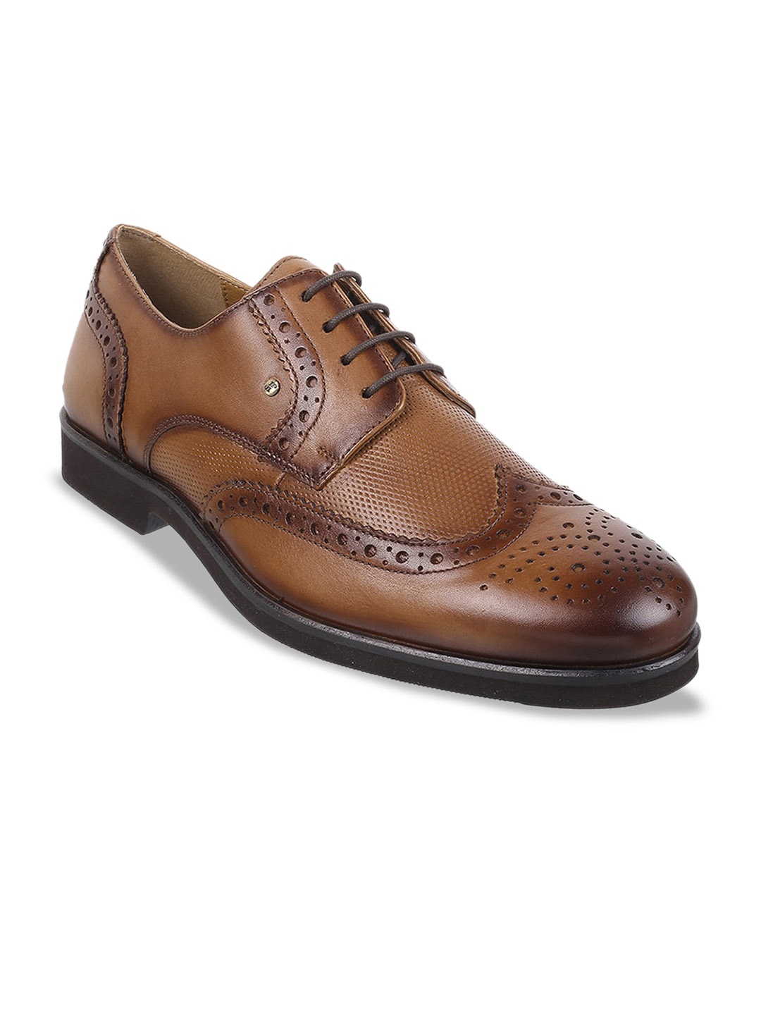 

J.FONTINI Men Textured Leather Formal Brogues, Tan
