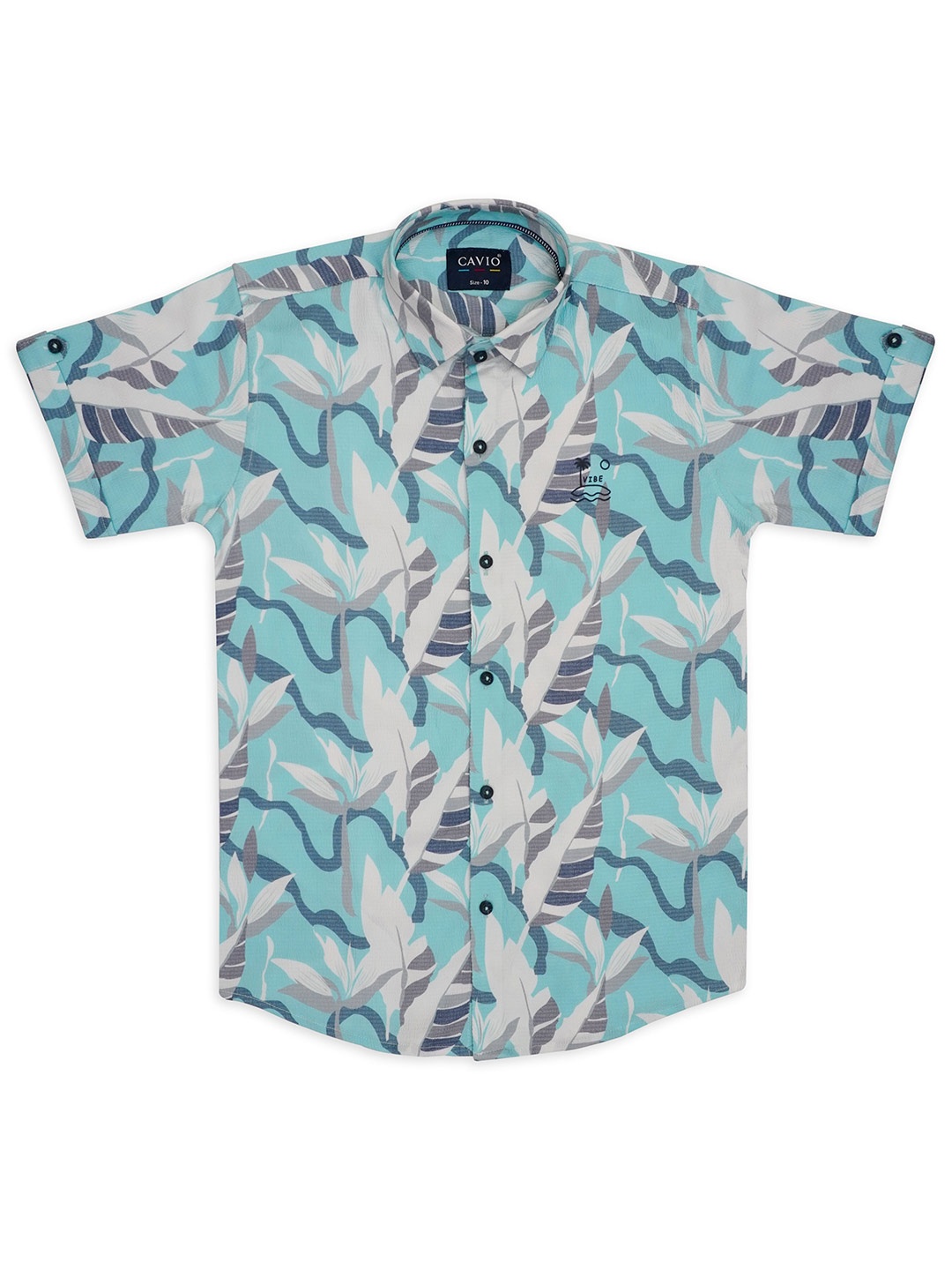 

CAVIO Boys Comfort Abstract Printed Pure Cotton Casual Shirt, Turquoise blue