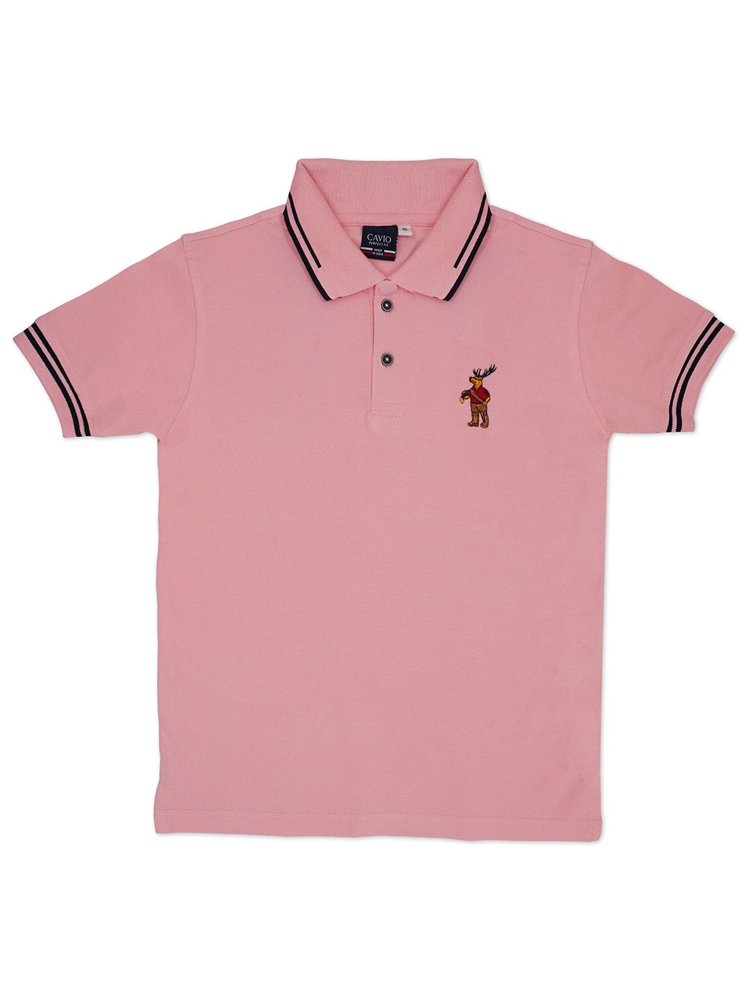 

CAVIO Boys Polo Collar Pure Cotton T-shirt, Pink