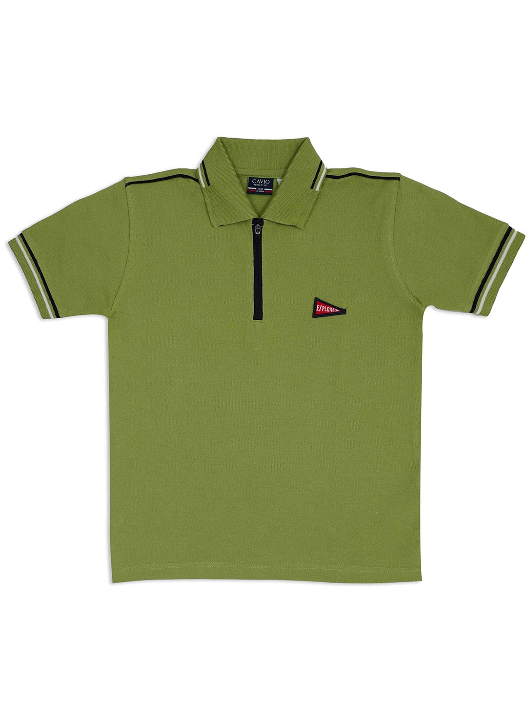 

CAVIO Boys Polo Collar Pure Cotton T-shirt, Olive