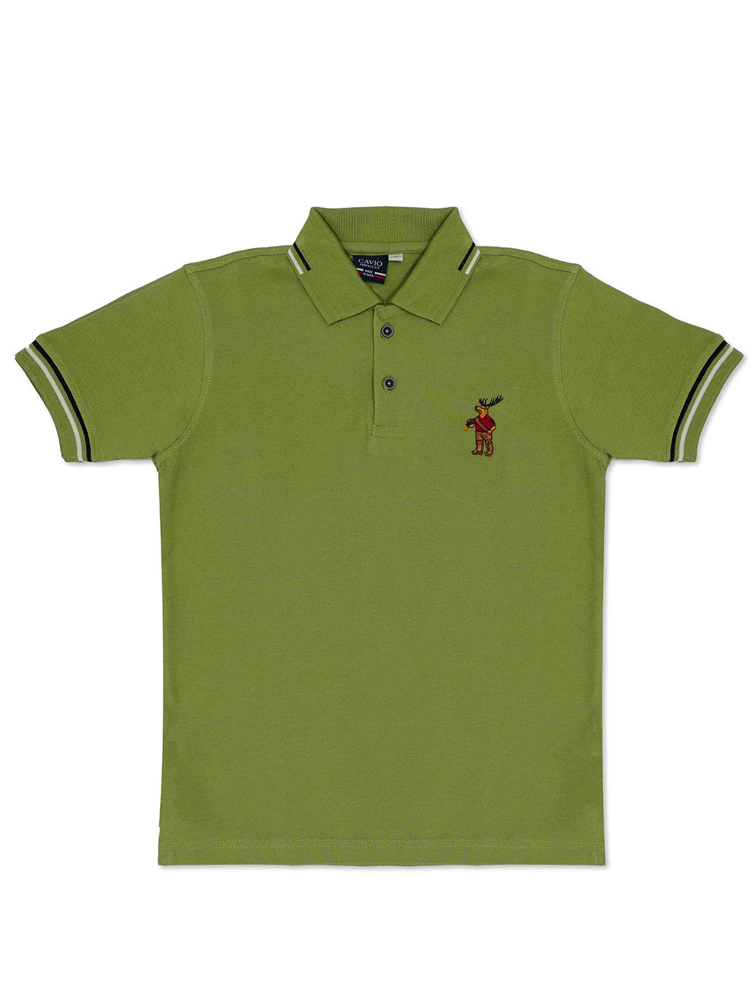 

CAVIO Boys Polo Collar Pure Cotton T-shirt, Green