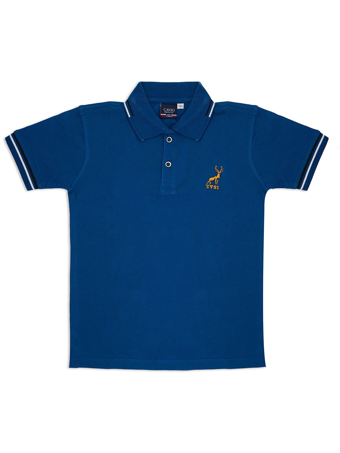 

CAVIO Boys Polo Collar Pure Cotton T-shirt, Blue