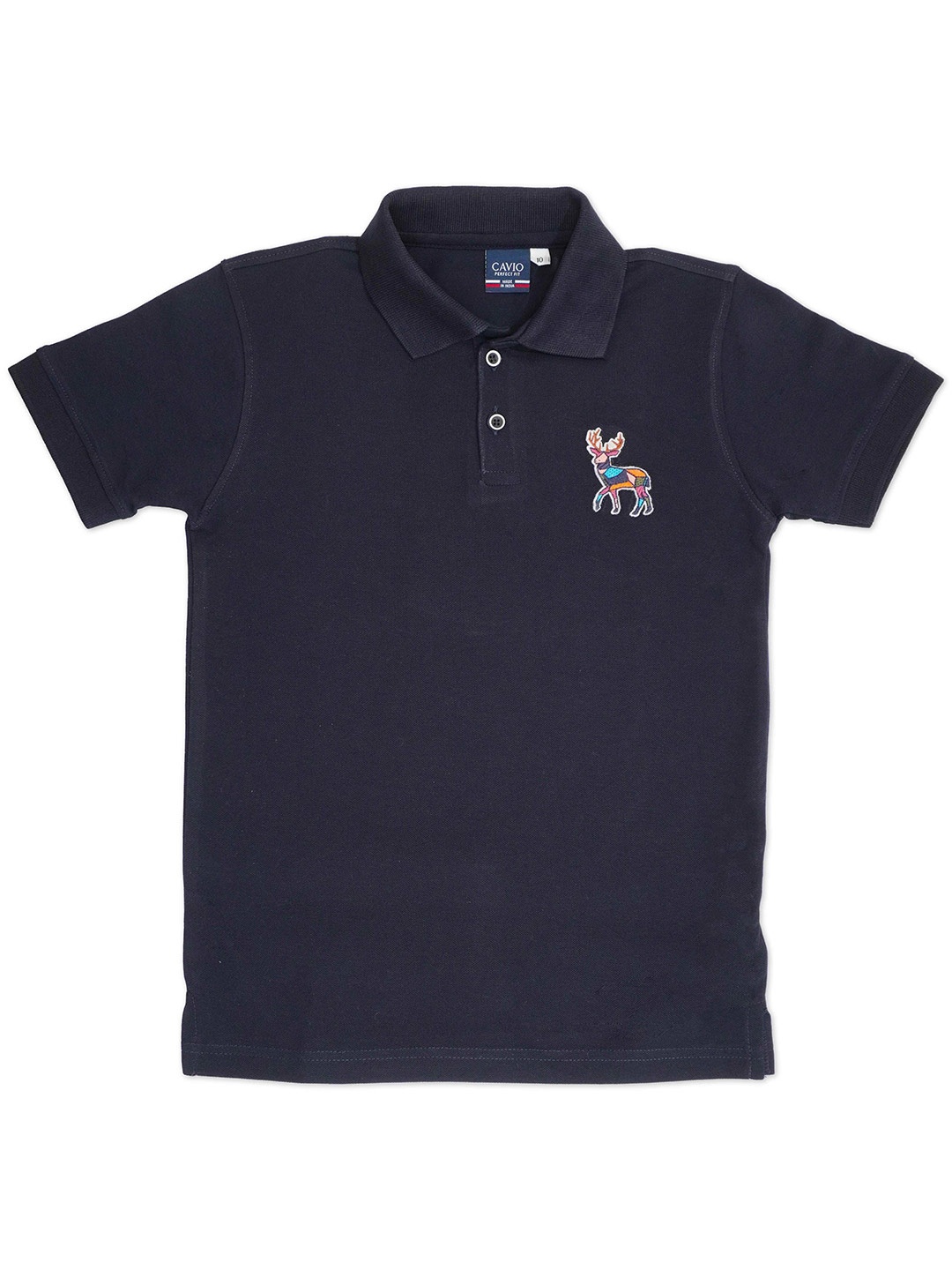 

CAVIO Boys Polo Collar Pure Cotton T-shirt, Navy blue