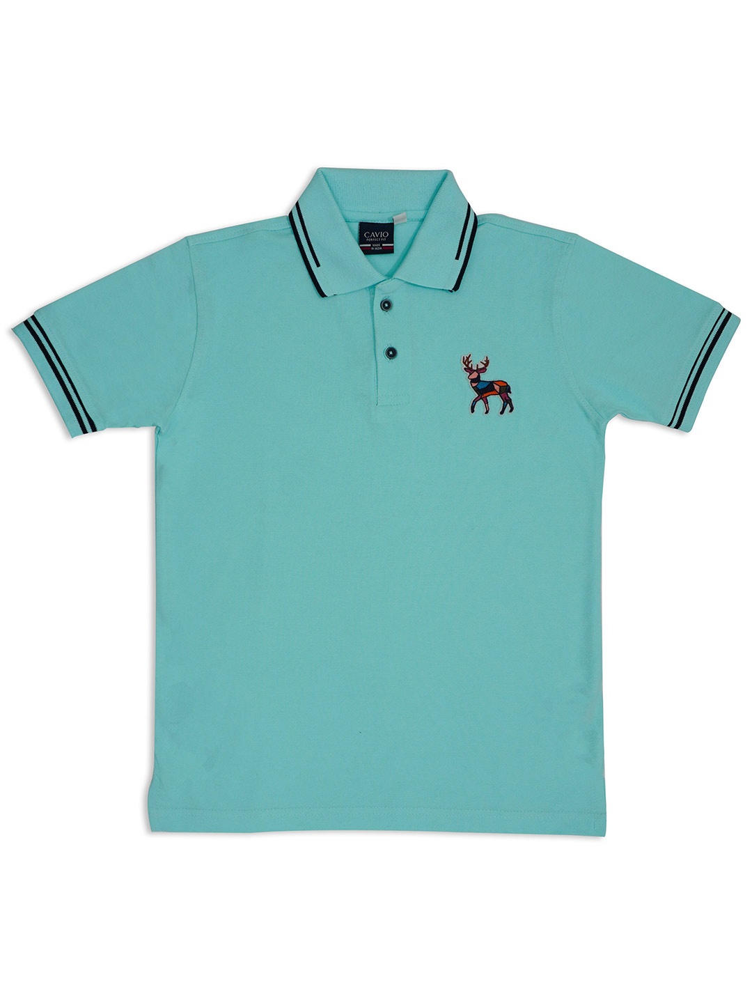 

CAVIO Boys Polo Collar Pure Cotton T-shirt, Blue