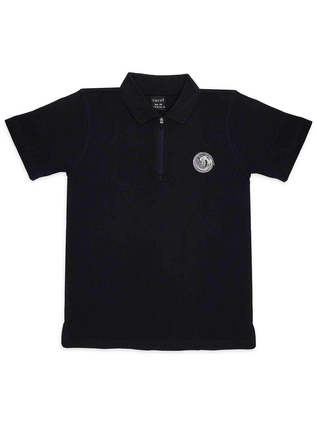 

CAVIO Boys Polo Collar Pure Cotton T-shirt, Black