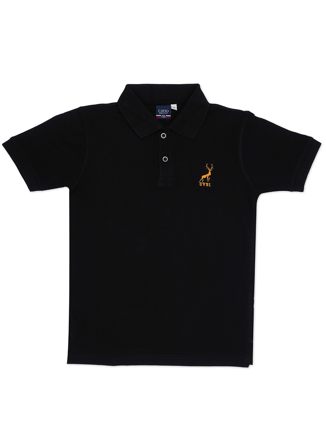 

CAVIO Boys Polo Collar Pure Cotton T-shirt, Black