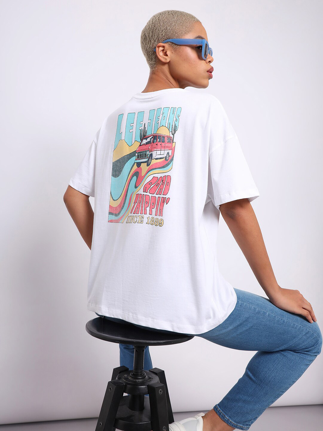 

Lee Women Printed Crew Neck Oversize Fit Tshirt, White
