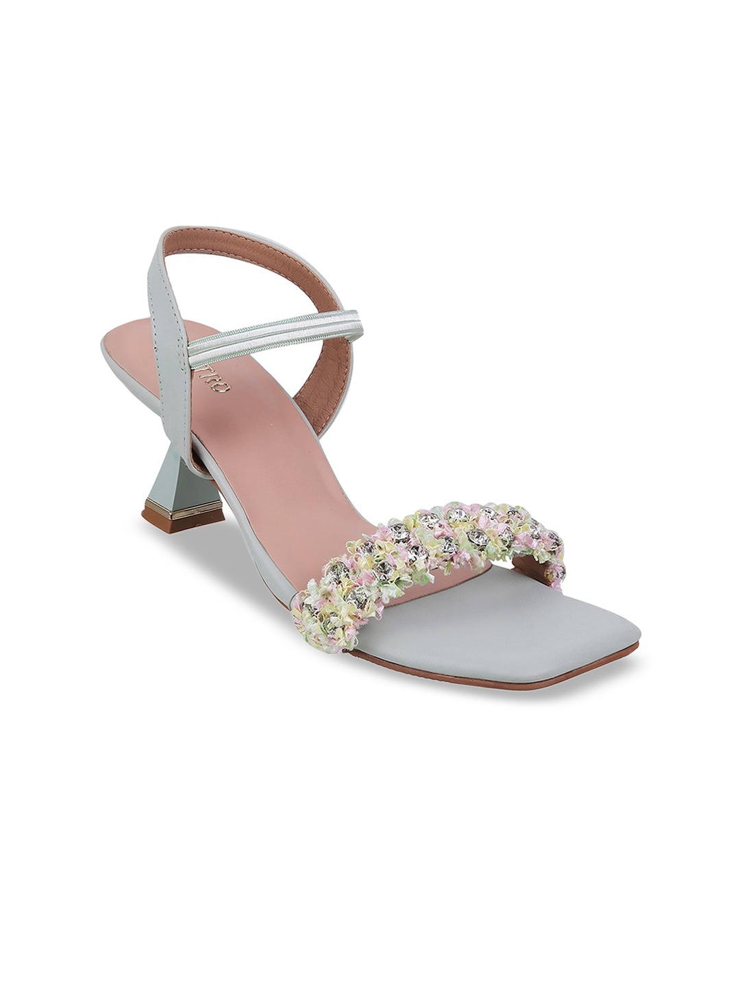 

Metro Embellished Open Toe Ankle Loop Kitten Heels, Green
