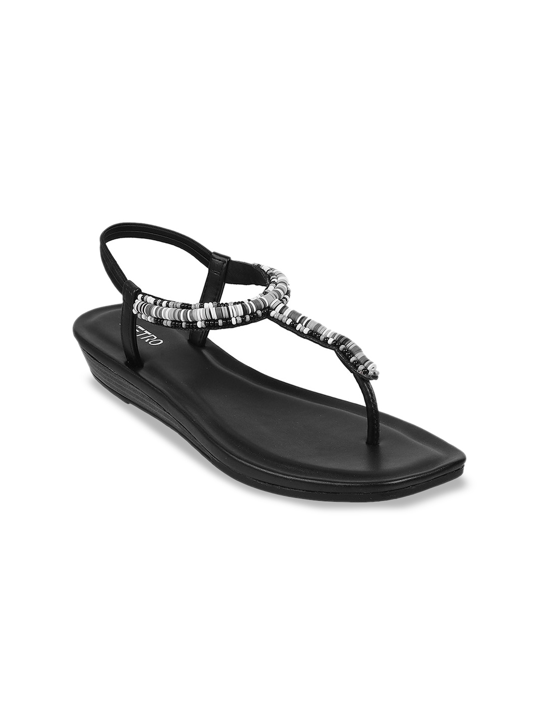 

Metro Embellished T-Strap Wedge Heels, Black