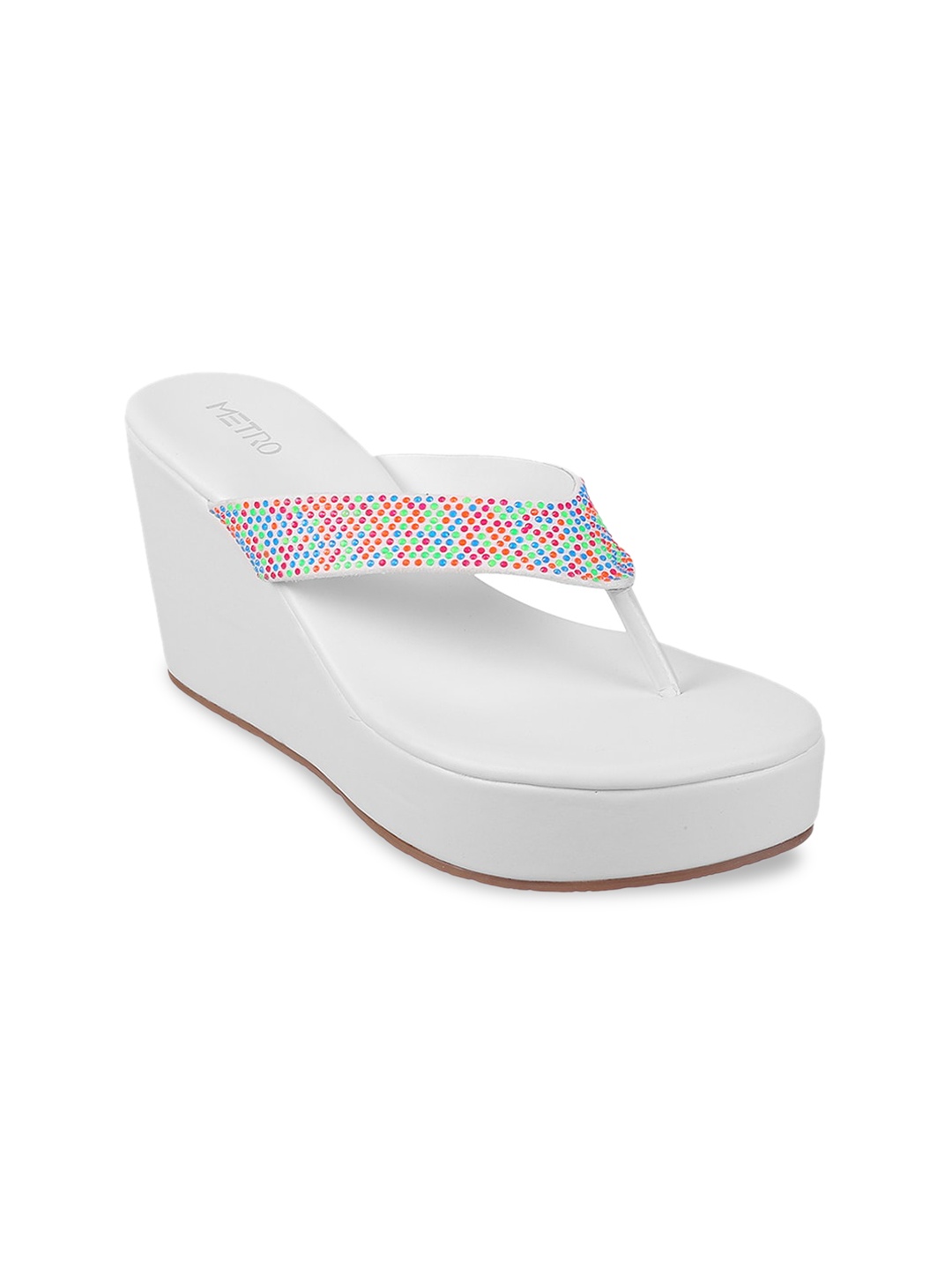 

Metro Embellished Open Toe Wedges, White