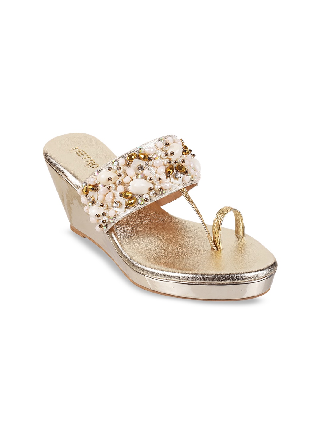 

Metro Embellished One Toe Wedges, Gold