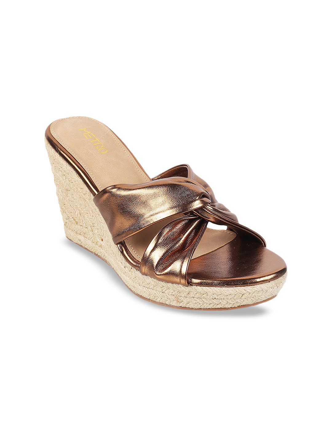 

Metro Textured Open Toe Wedge Heels, Gold