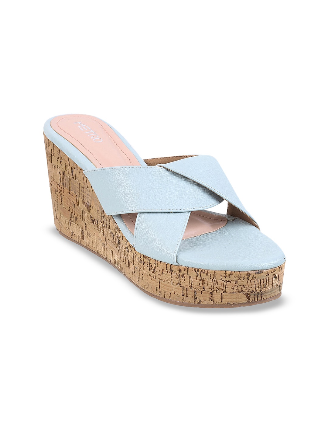 

Metro Textured Open Toe Wedge Heels, Blue