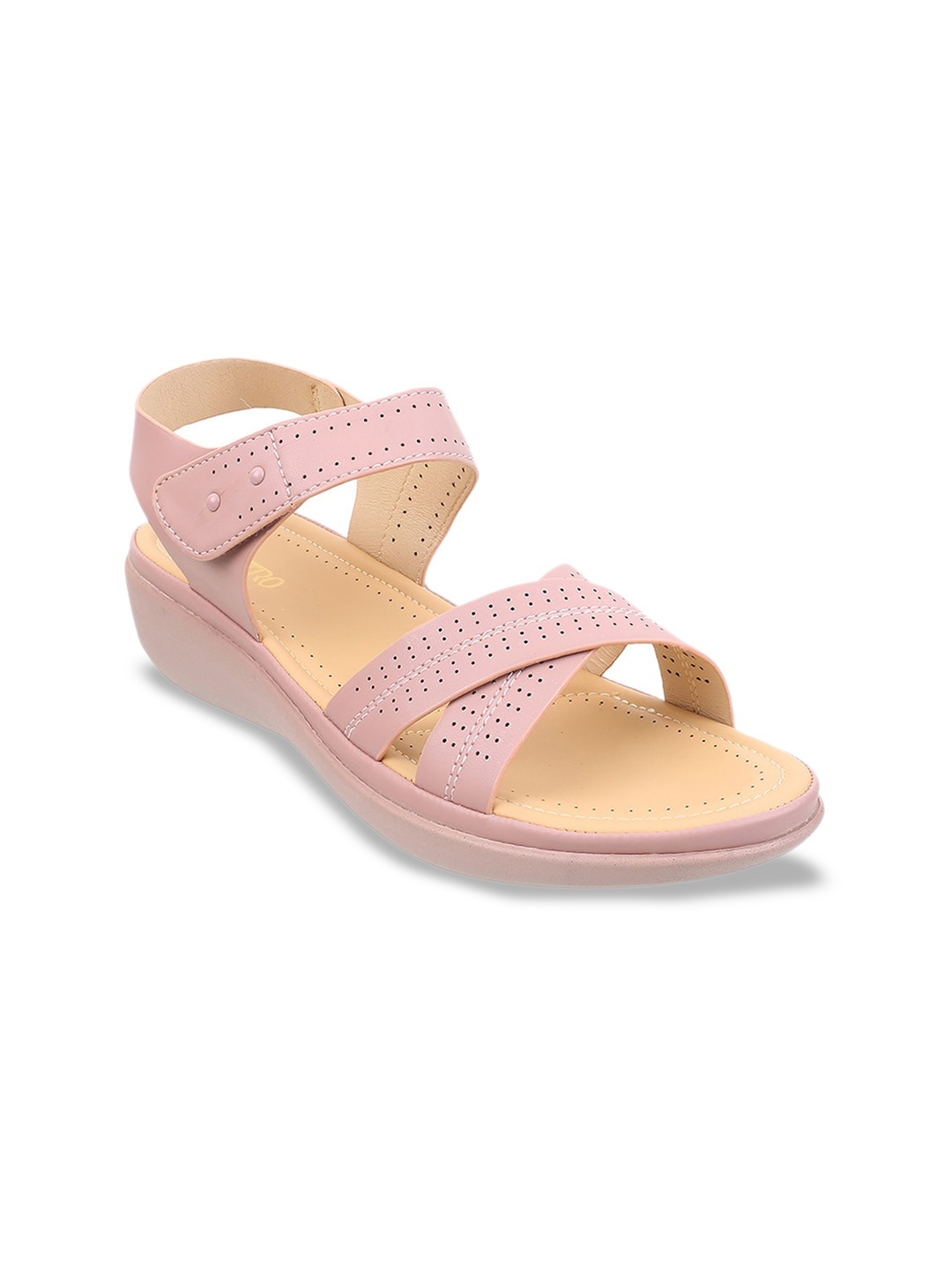 

Metro Textured Velcro Open Toe Flats, Peach