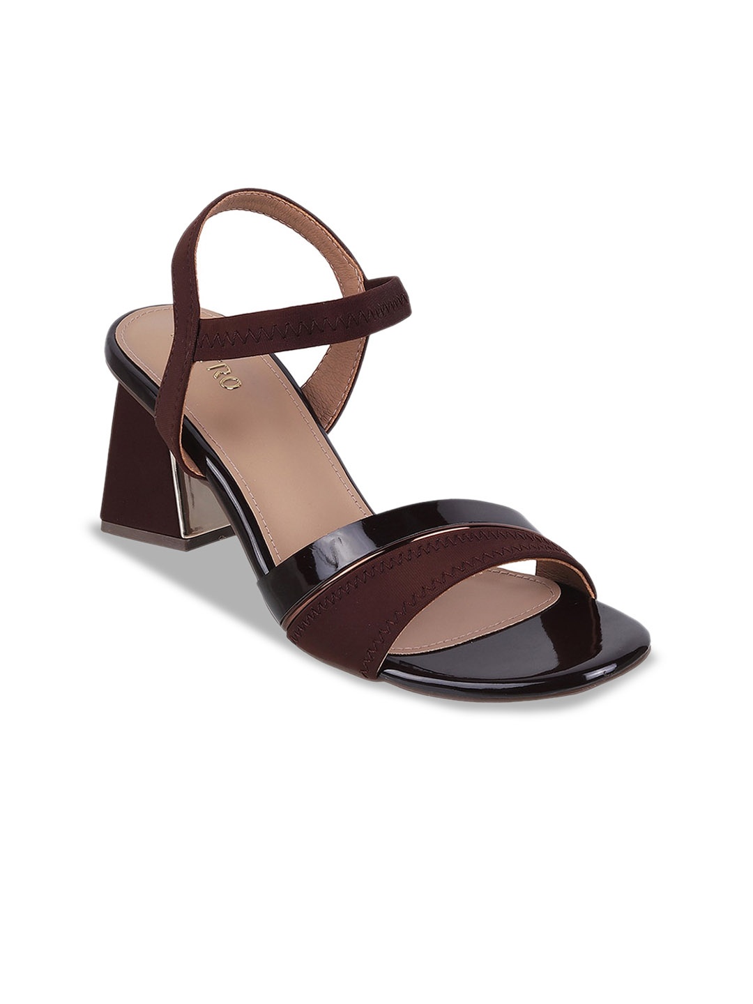 

Metro Open Toe Block Heels With Ankle Loop, Brown