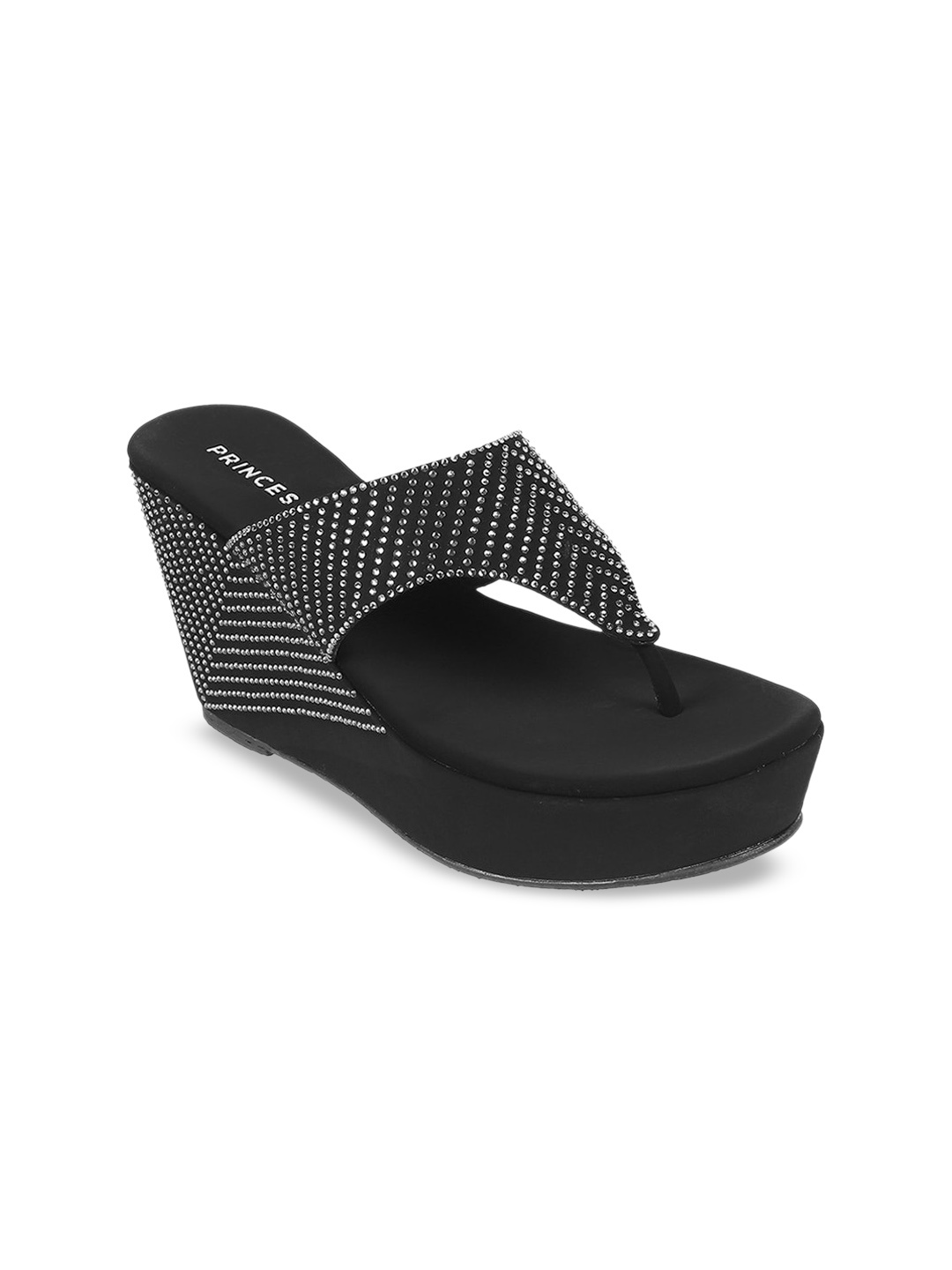 

Metro Embellished Open Toe Wedge Heels, Black