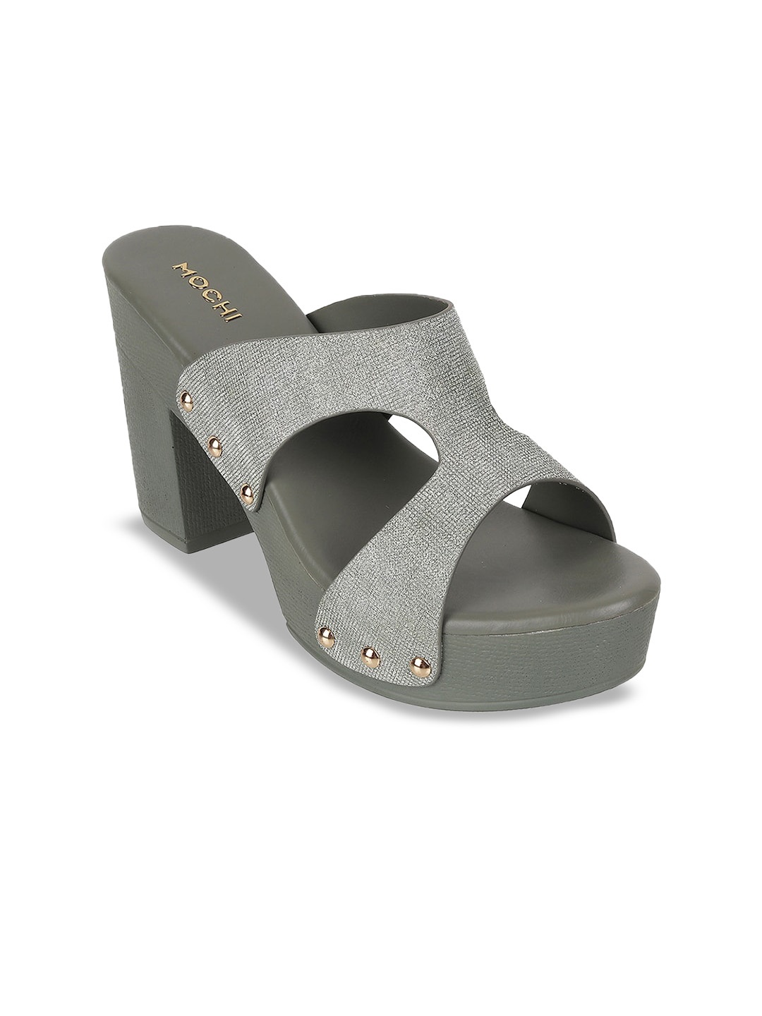 

Mochi Embellished Open Toe Platform Heels, Green