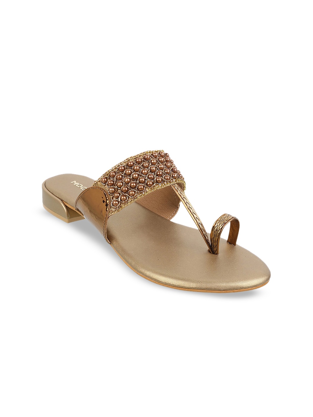

Mochi Embellished One Toe Flats, Gold