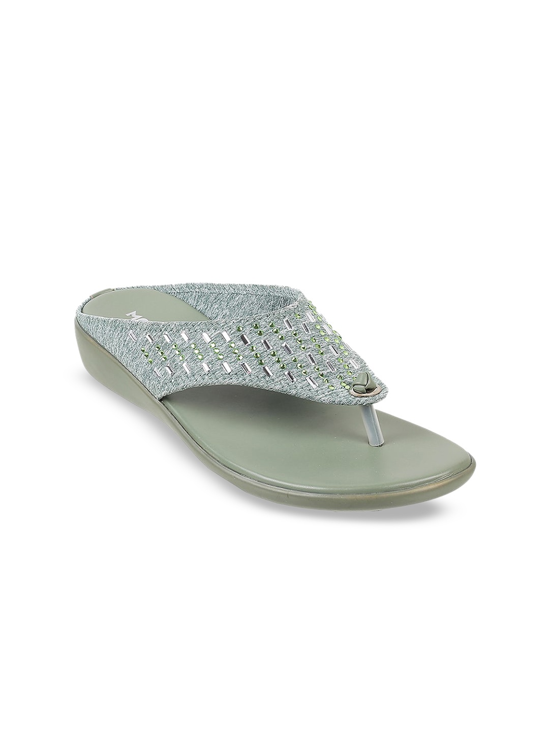 

Mochi Embellished Open Toe Flats, Green