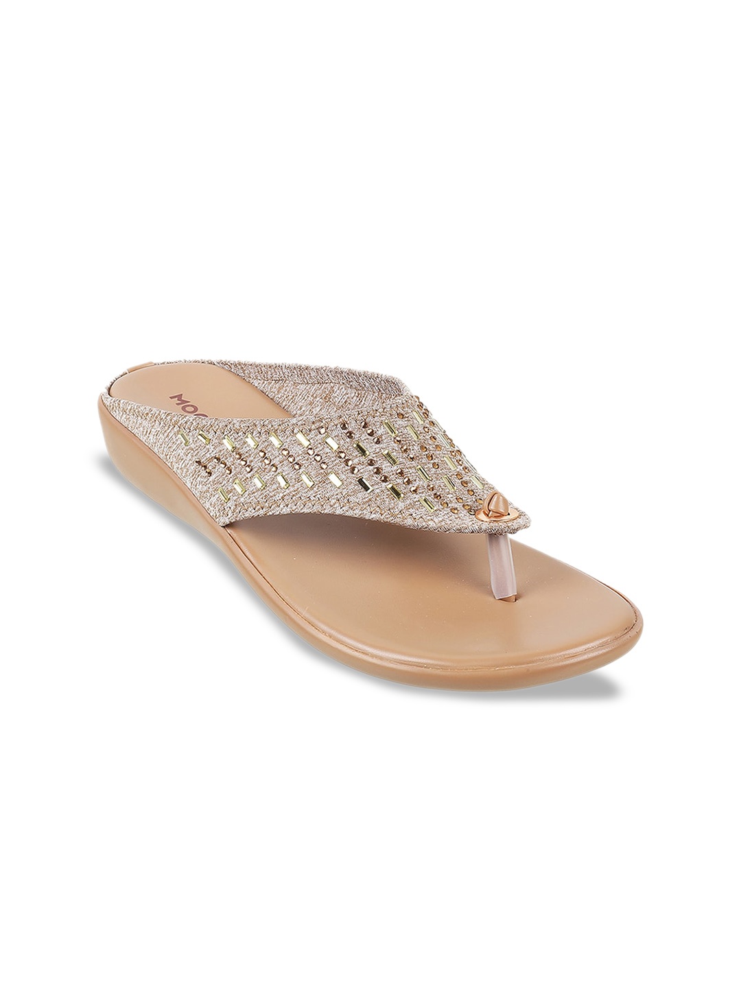 

Mochi Embellished Open Toe Flats, Beige