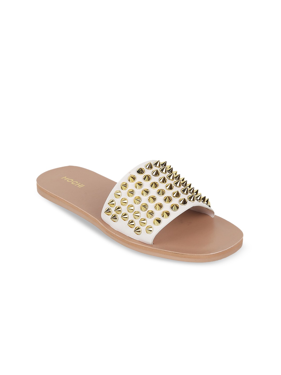 

Mochi Embellished Open Toe Flats, White