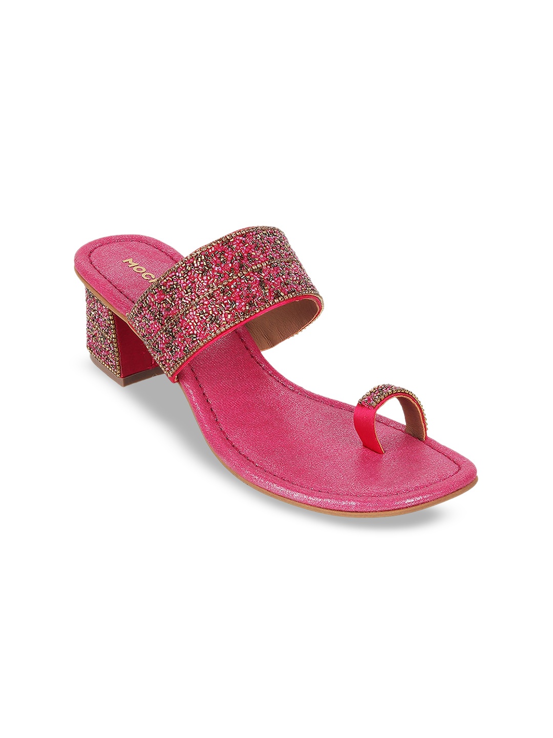 

Mochi Embellished One Toe Block Heels, Pink