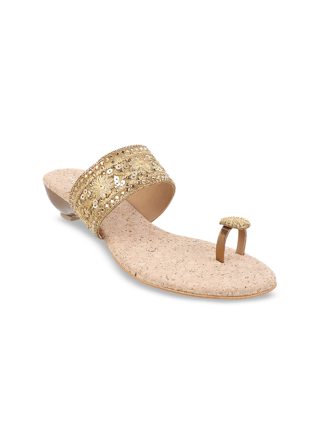 

Mochi Embellished One Toe Kitten Heels, Gold