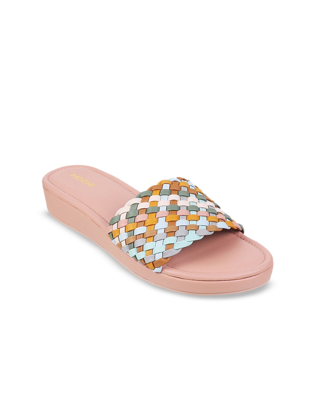 

Mochi Braided Strap Open Toe Wedges, Pink