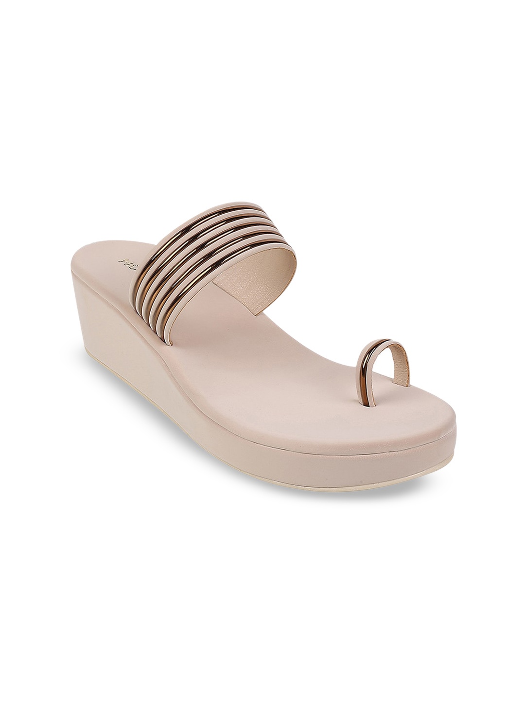 

Mochi Striped One Toe Wedges, Coffee brown