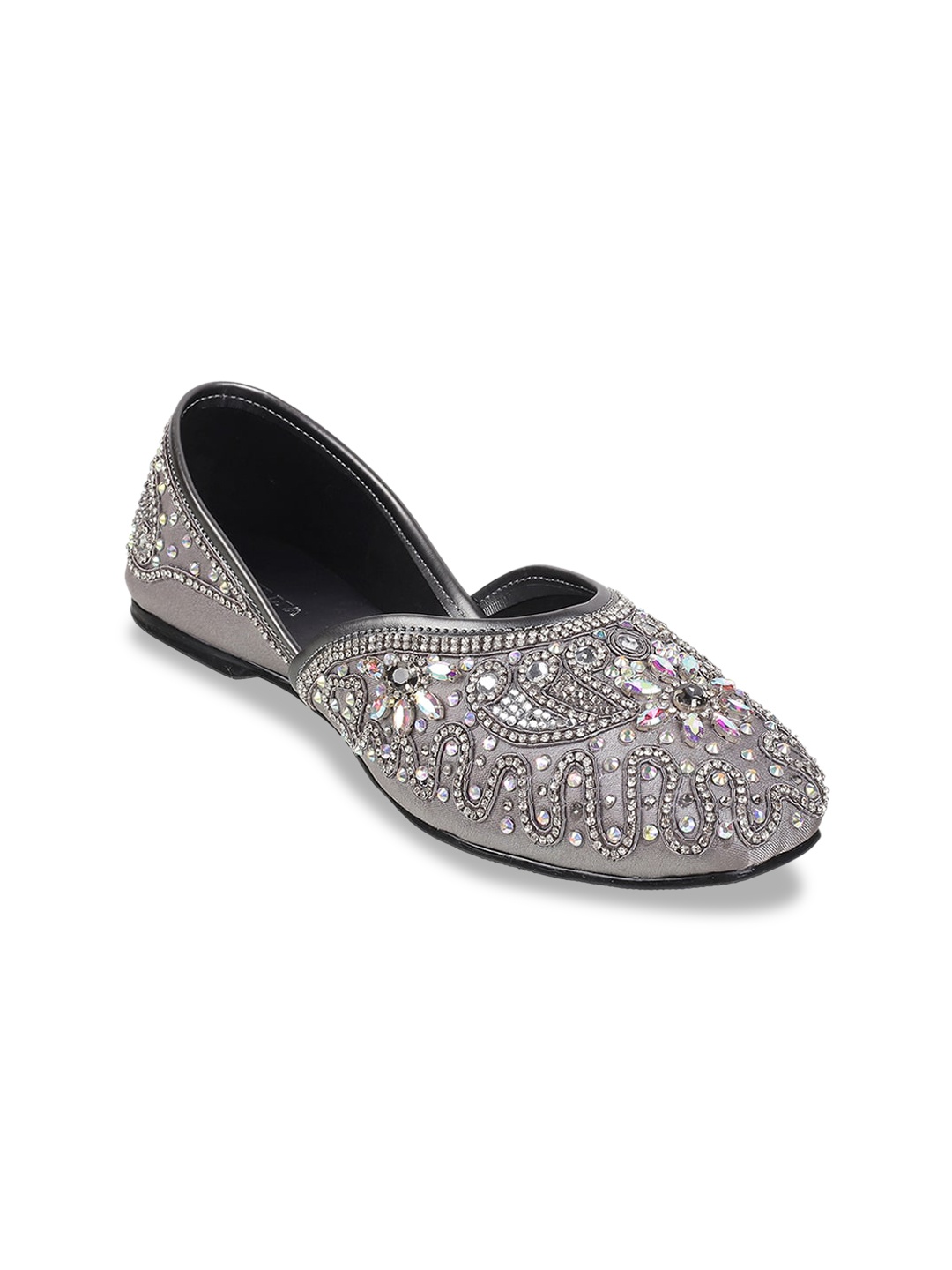 

Mochi Embellished Mojaris Flats, Grey