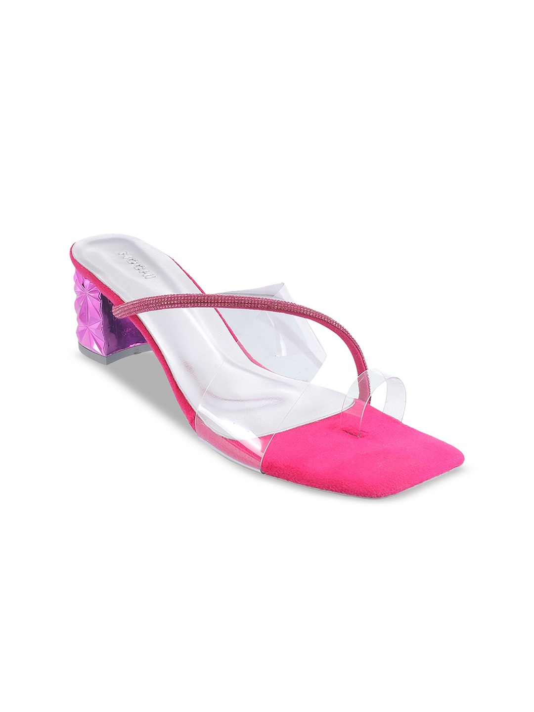 

Mochi Embellished One Toe Block Heels, Pink