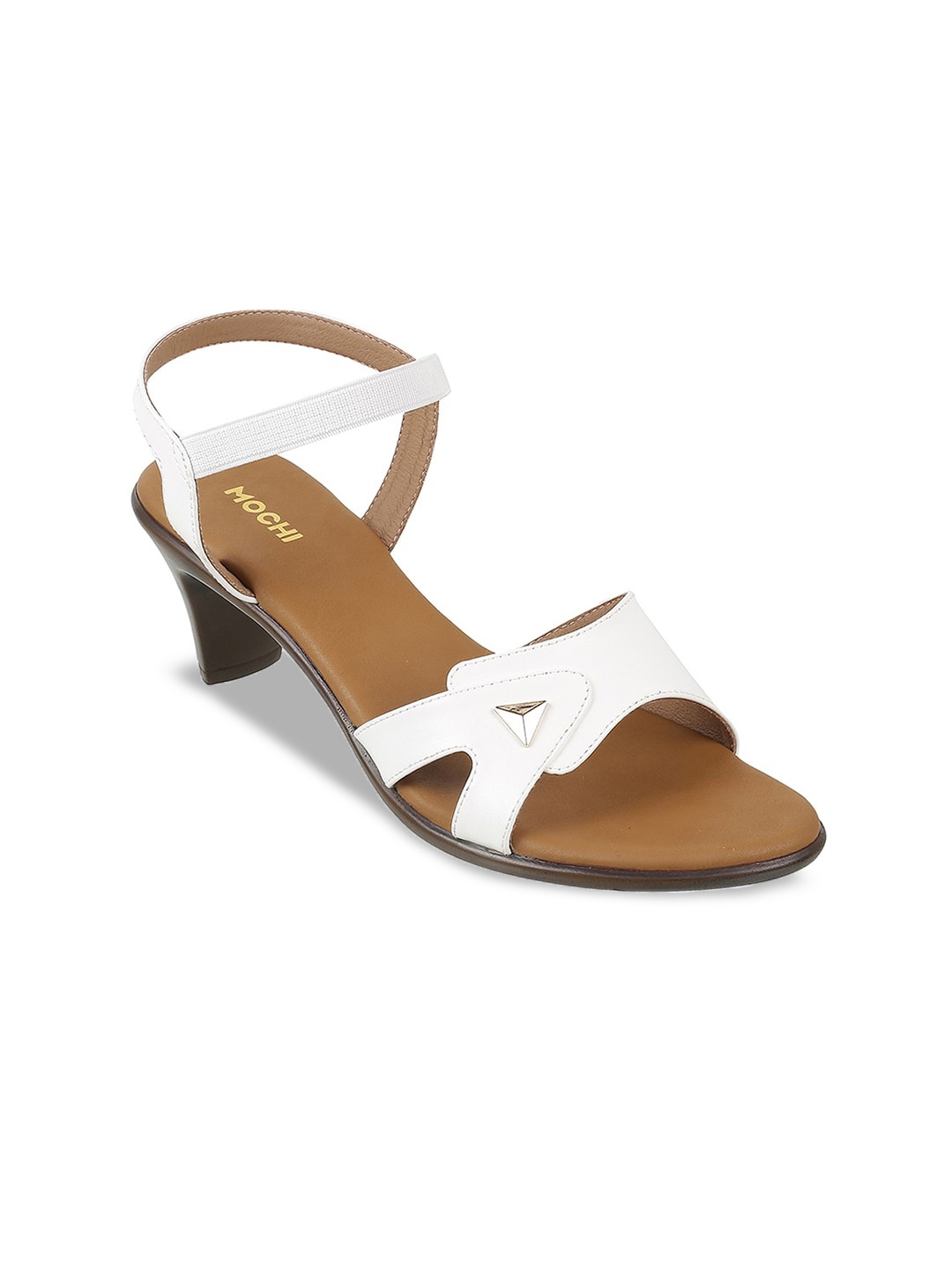 

Mochi Stud Detailed Open Toe Block Heels, White