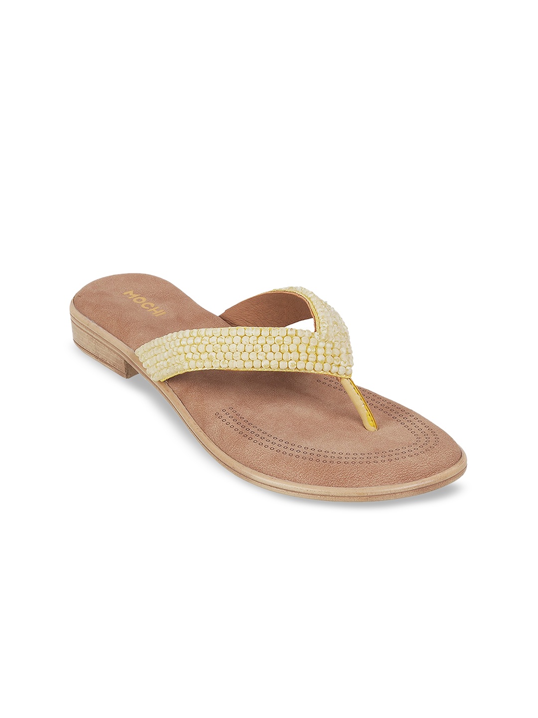 

Mochi Embellished Open Toe Flats, Yellow