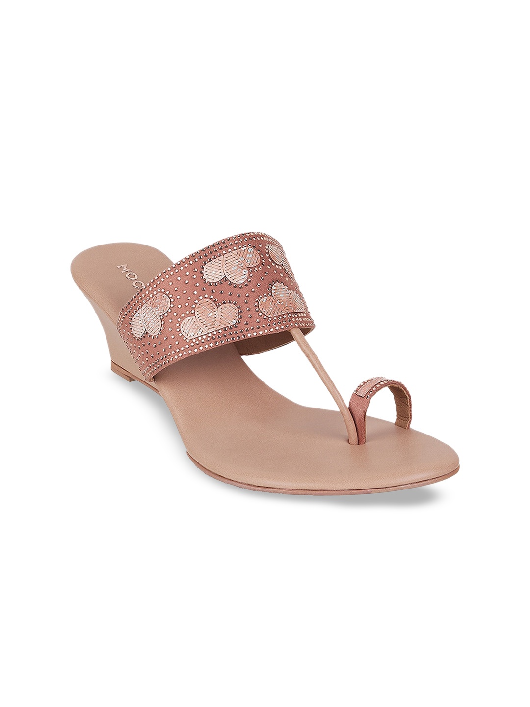 

Mochi Ethic Embellished One Toe Wedges, Rose gold