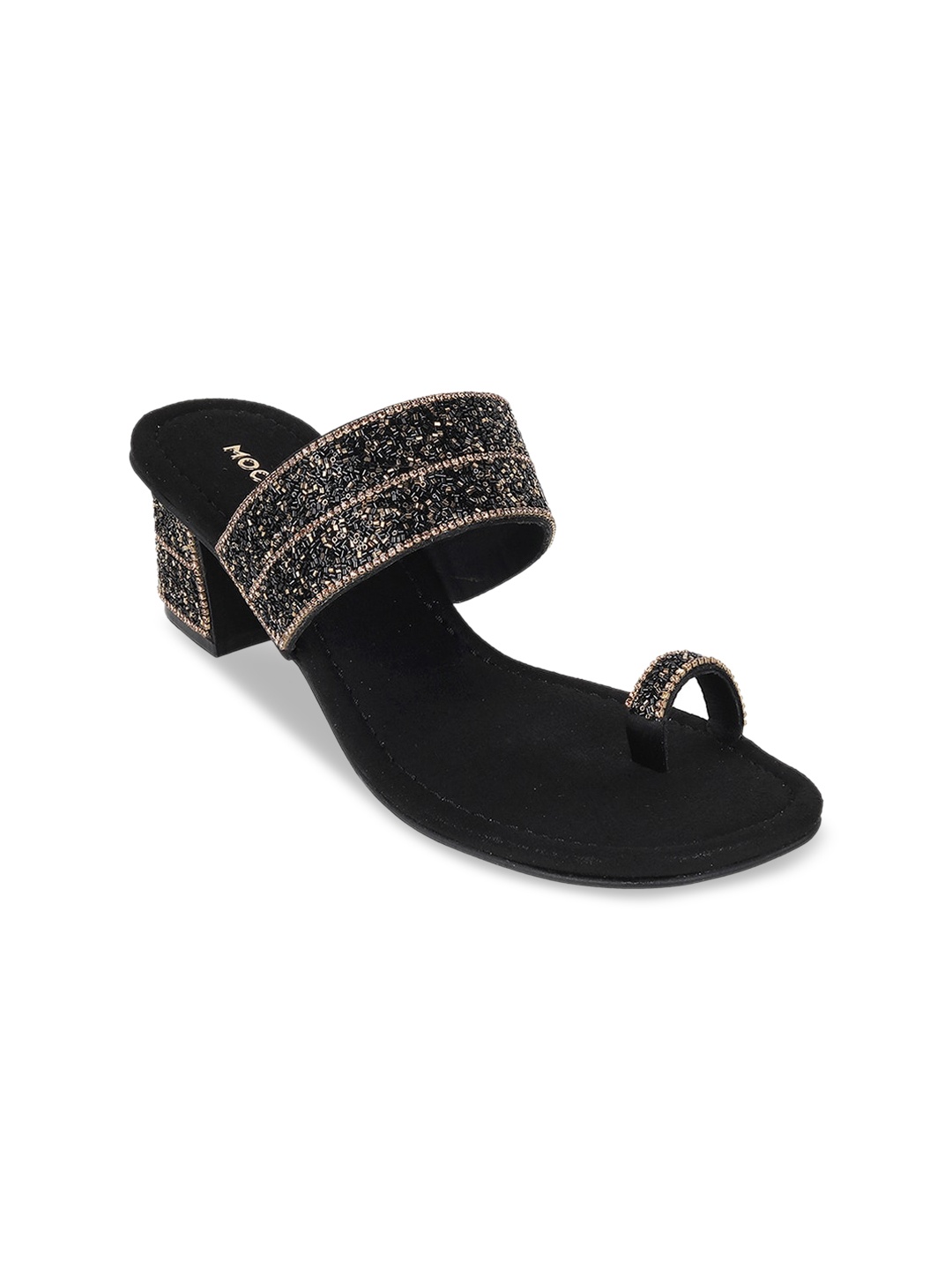 

Mochi Embellished One Toe Block Heels, Black