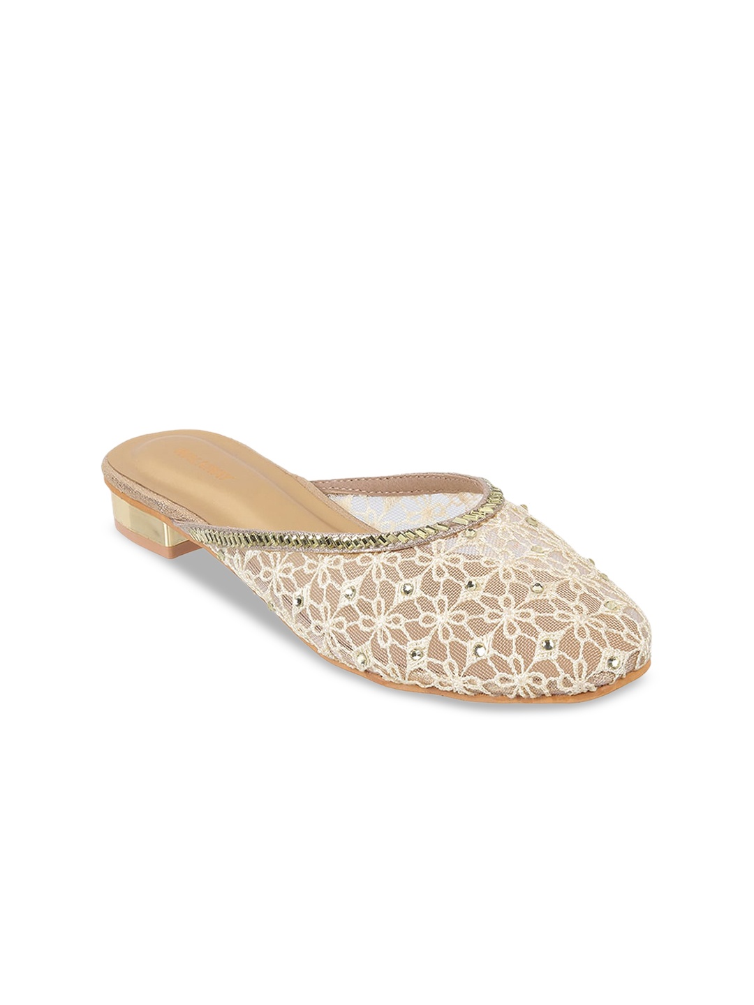 

WALKWAY by Metro Embellished Round Toe Mules, Gold