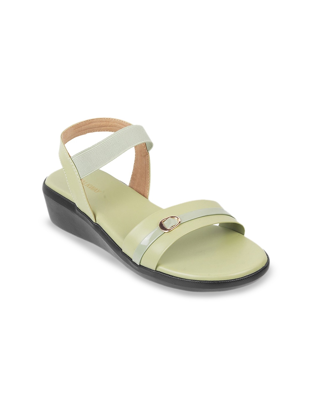 

WALKWAY by Metro Embellished Open Toe Wedges With Backstrap, Sea green