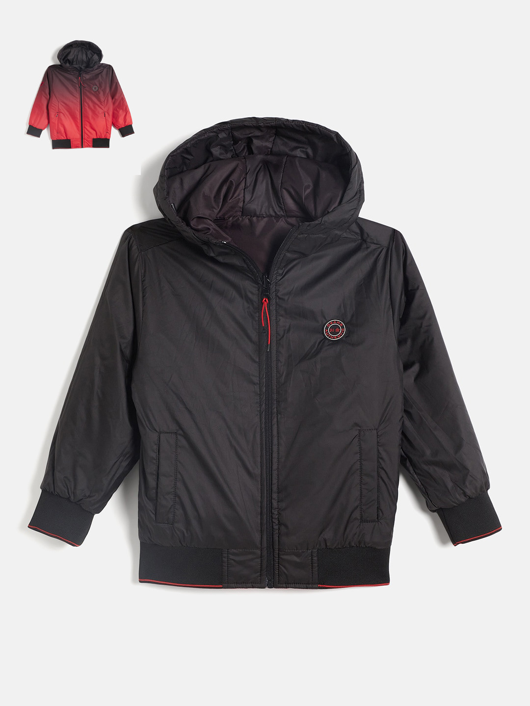 

Okane Boys Colourblocked Reversible Hooded Padded jacket, Red