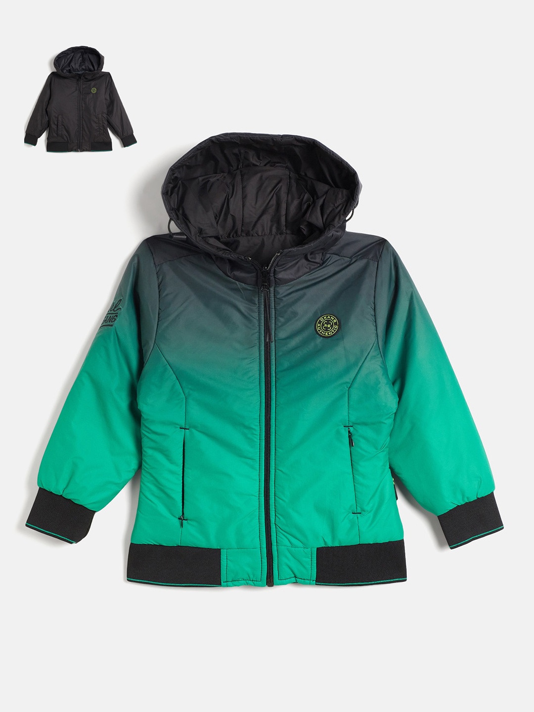 

Okane Girls Colourblocked Reversible Hooded Puffer Jacket, Green