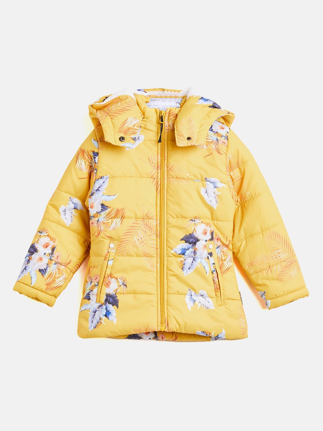 

Okane Girls Floral Printed Hooded Lightweight Puffer Jacket, Yellow