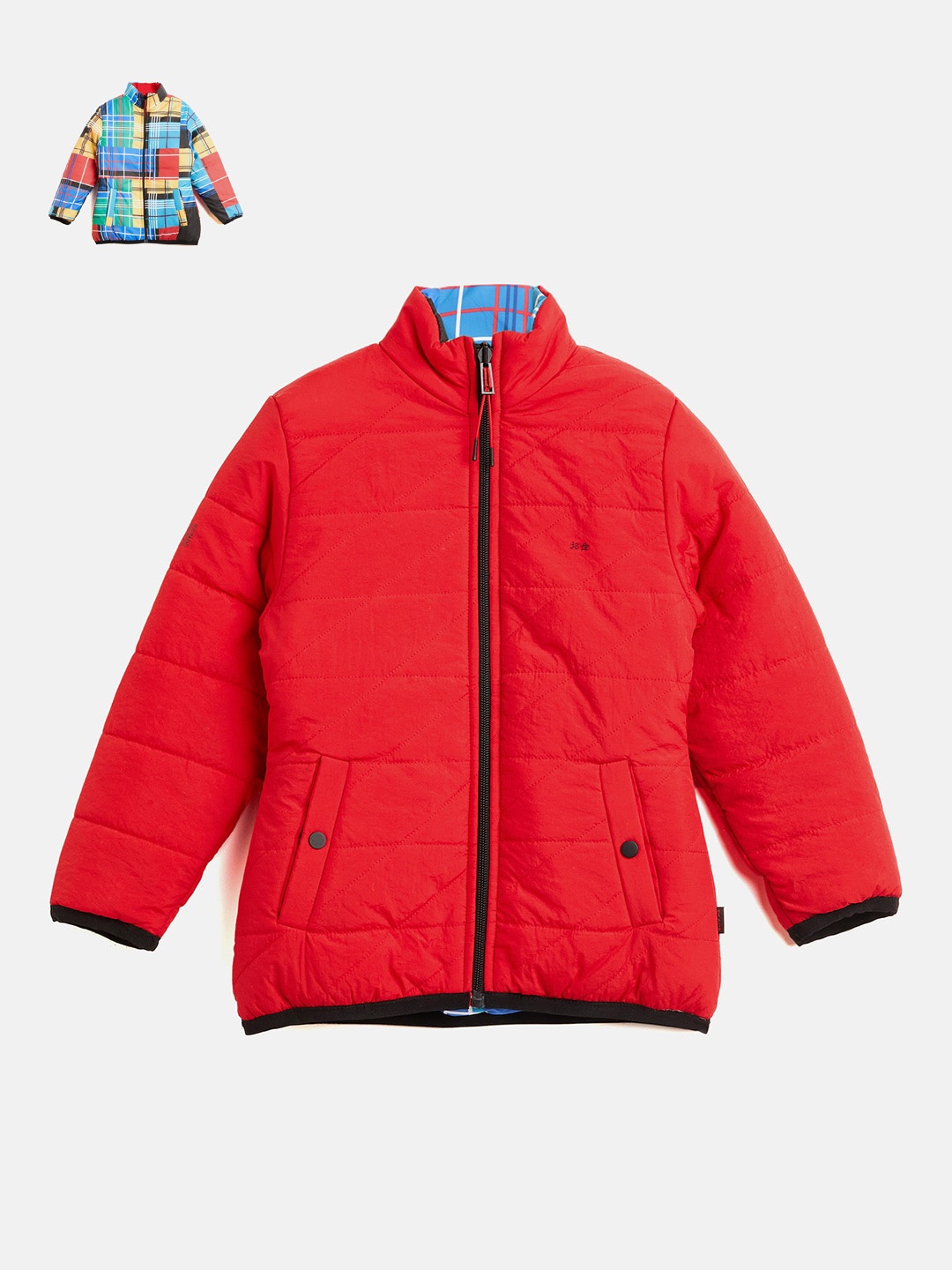 

Okane Girls High Neck Reversible Puffer Jacket, Red