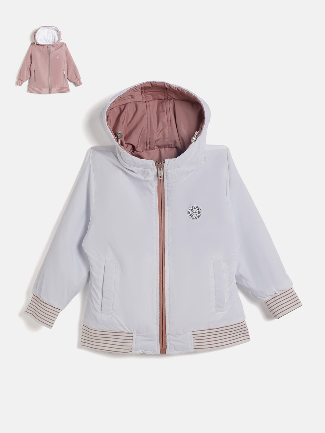 

Okane Girls Hooded Reversible Bomber Jacket, Pink