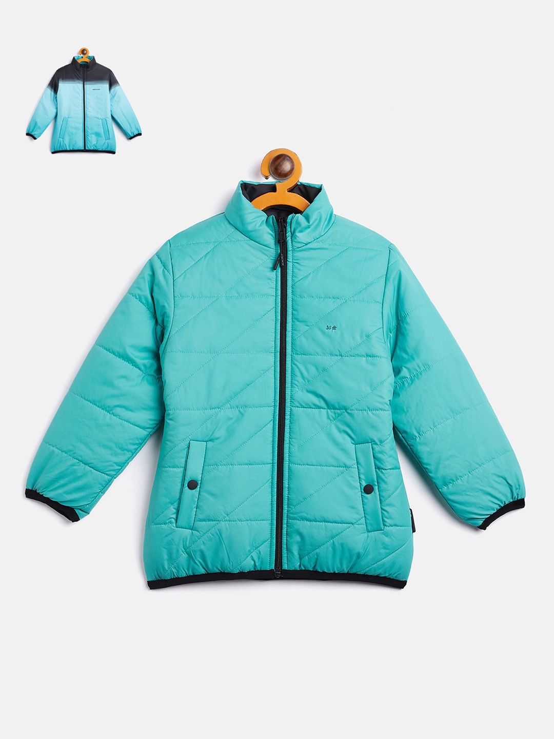 

Okane Girls Mandarin Collar Reversible Puffer Jacket, Green