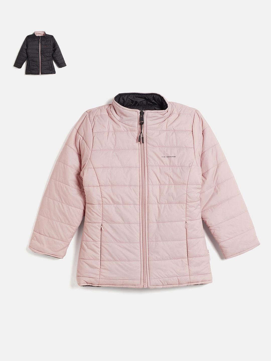 

Okane Girls Stand Collar Reversible Padded Jacket, Pink