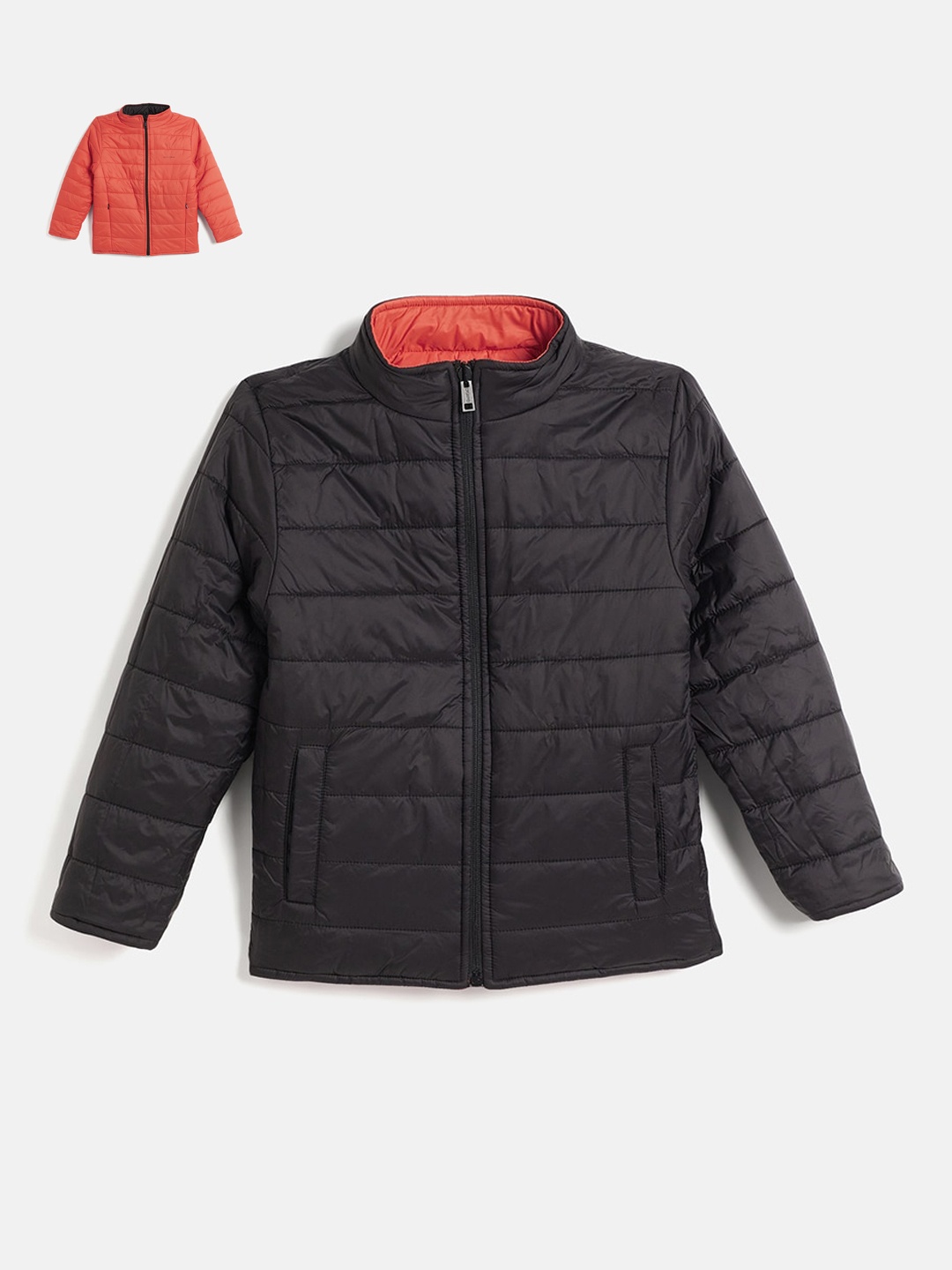 

Okane Boys Mock Collar Reversible Puffer Jacket, Orange