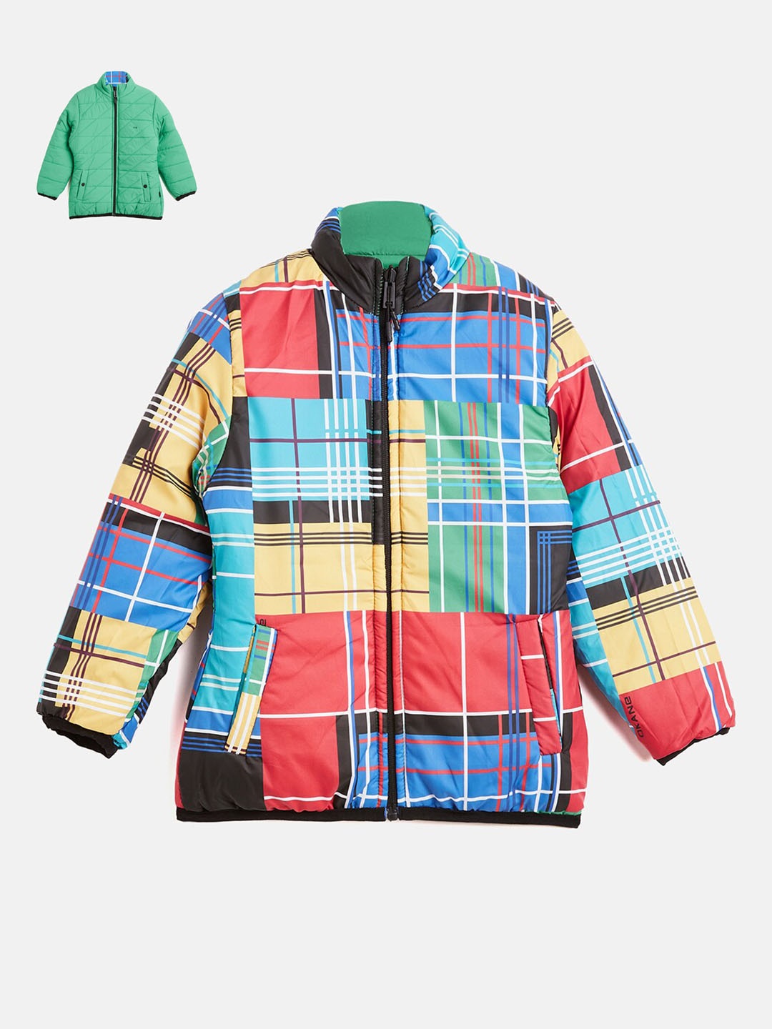 

Okane Girls Geometric Printed Reversible Padded Jacket, Green