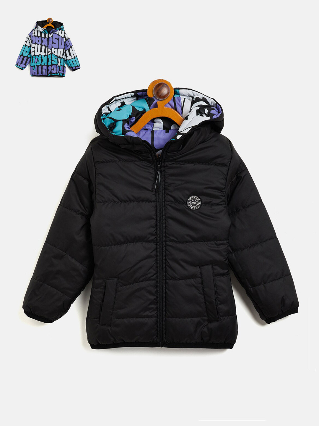 

Okane Girls Reversible Hooded Puffer Jacket, Black