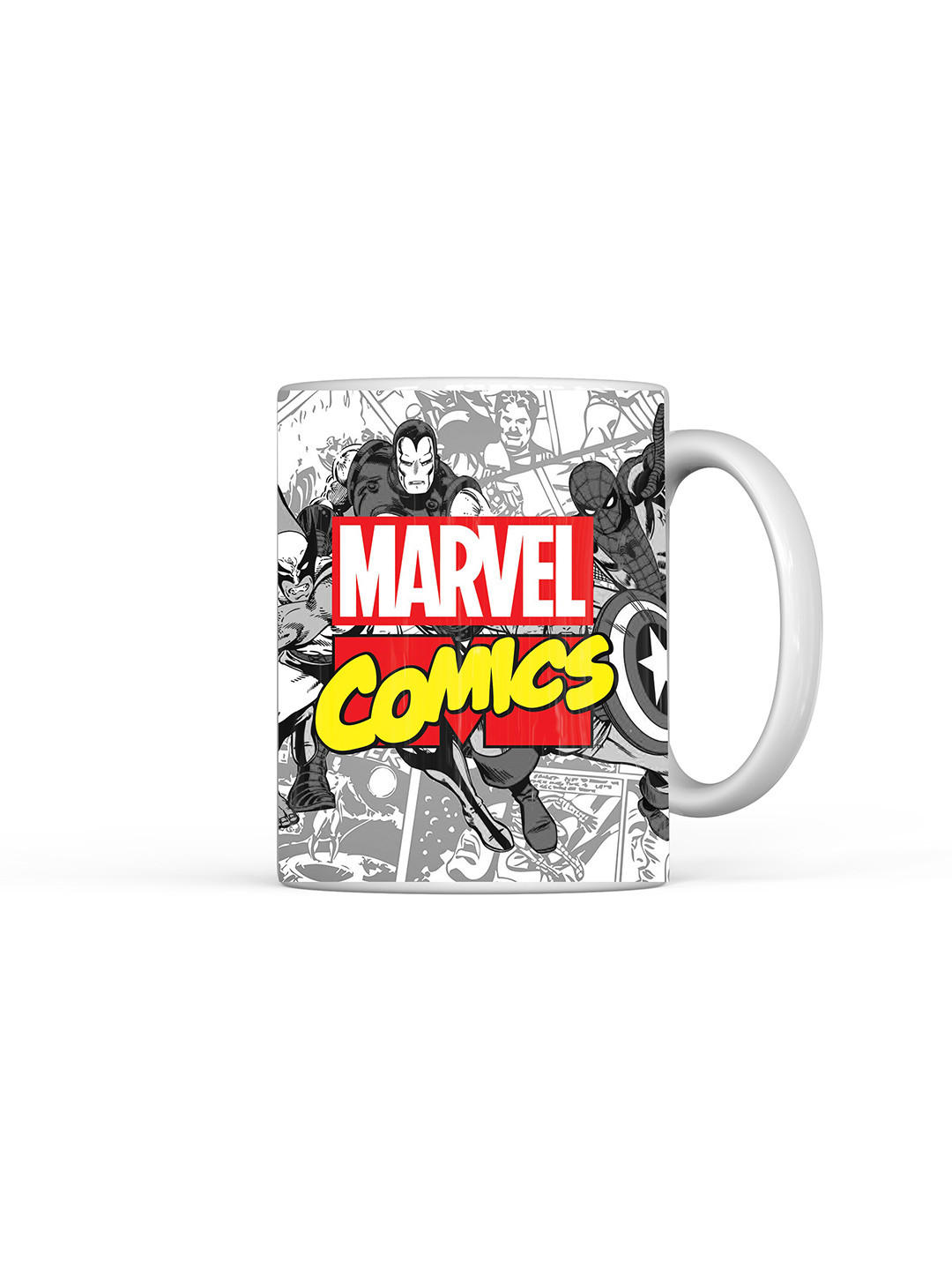 

Home Decor Expert White & Grey Marvel Comics Printed Ceramic Glossy Mug 300ml