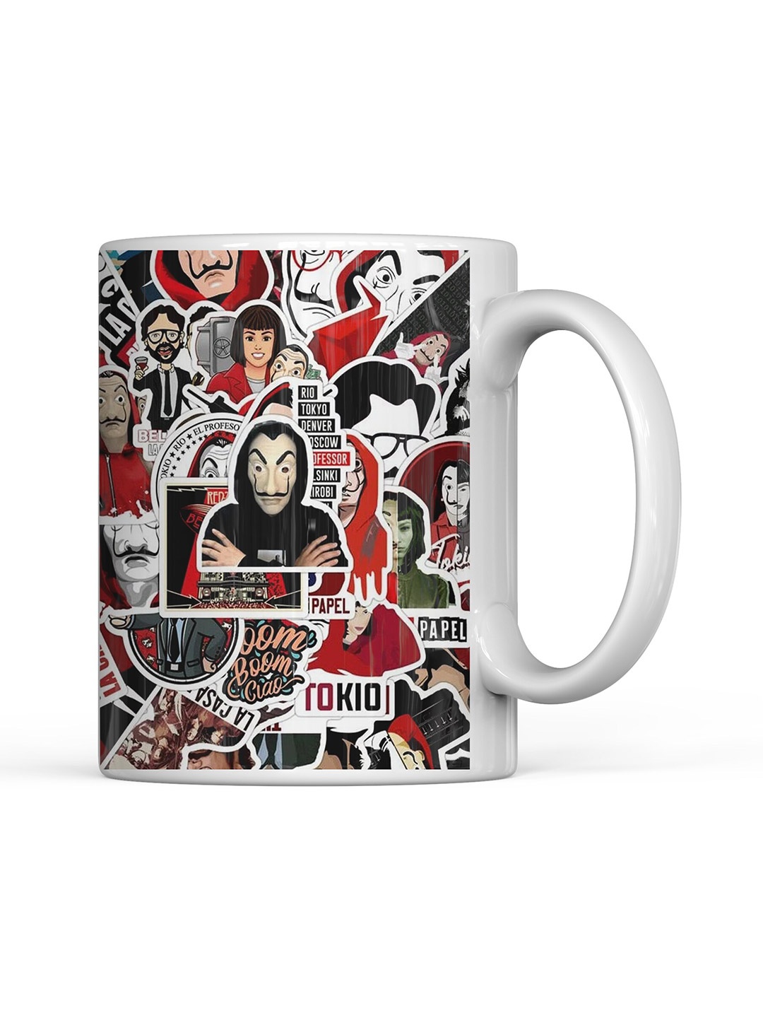 

Home Decor Expert White & Red Money Heist Printed Ceramic Glossy Mug 300ml