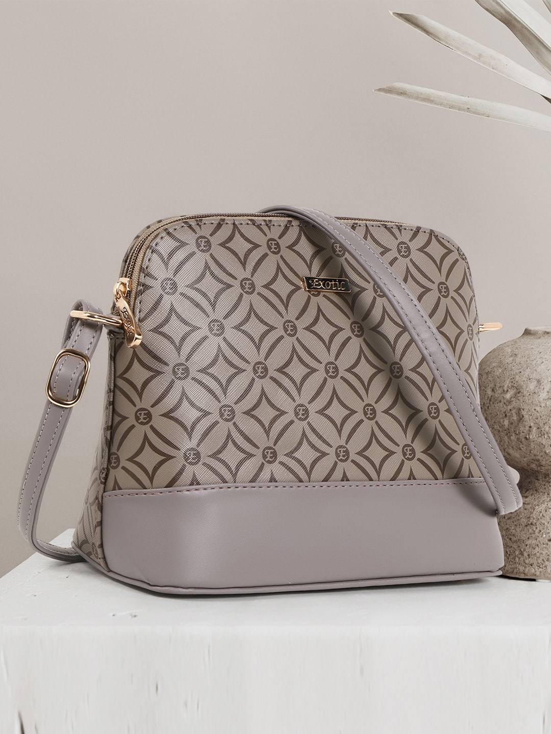 

Exotic Ethnic Motifs Printed Sling Bag, Grey